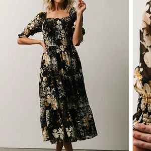 Baltic born Fabian jacquard midi dress black floral xl